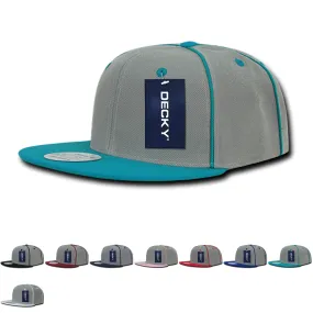 Decky 1078 Piped Crown Snapback Hat, 6 Panel Piped Snapback - CASE Pricing