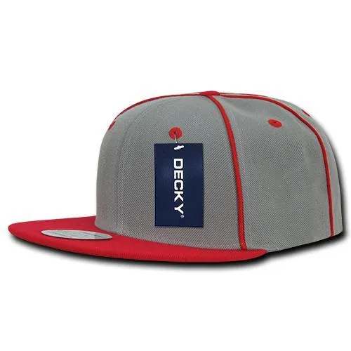 Decky 1078 Piped Crown Snapback Hat, 6 Panel Piped Snapback - CASE Pricing