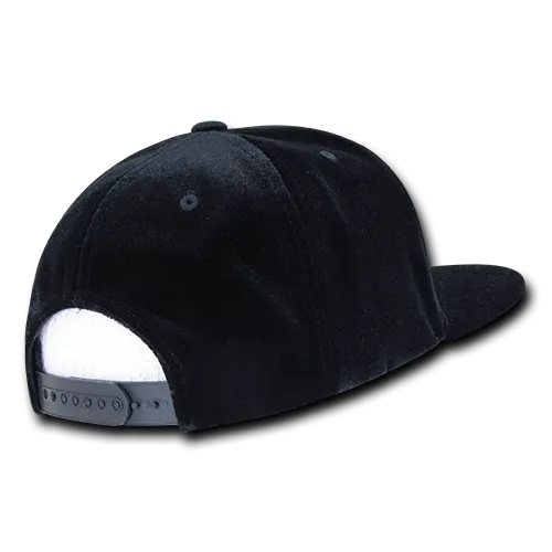 Decky 1097 Velvet Snapback Hat, 6 Panel Velvet Flat Bill Cap - CASE Pricing