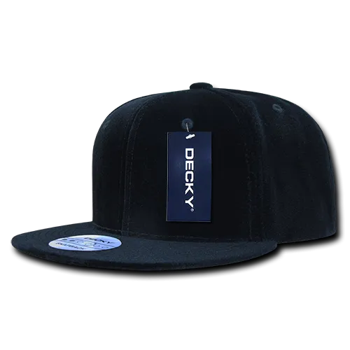 Decky 1097 Velvet Snapback Hat, 6 Panel Velvet Flat Bill Cap - CASE Pricing