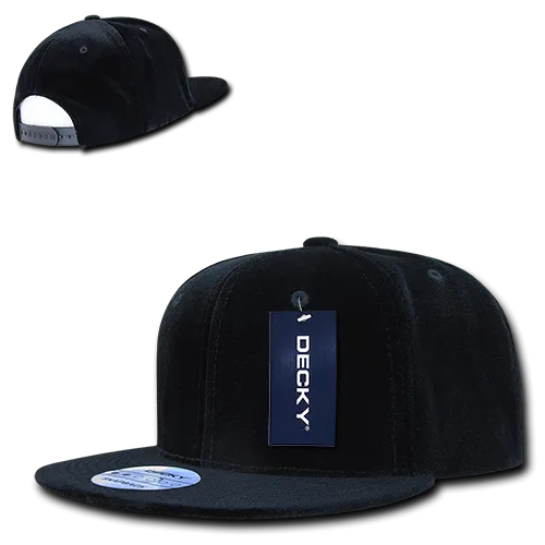 Decky 1097 Velvet Snapback Hat, 6 Panel Velvet Flat Bill Cap - CASE Pricing