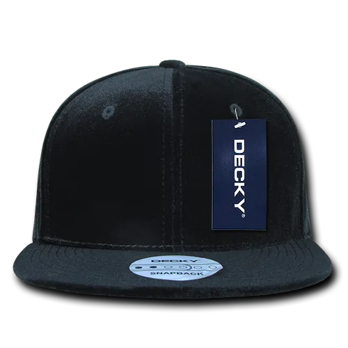 Decky 1097 Velvet Snapback Hat, 6 Panel Velvet Flat Bill Cap - CASE Pricing