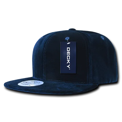 Decky 1097 Velvet Snapback Hat, 6 Panel Velvet Flat Bill Cap - CASE Pricing