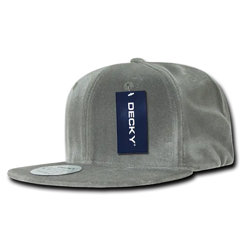 Decky 1097 Velvet Snapback Hat, 6 Panel Velvet Flat Bill Cap - CASE Pricing