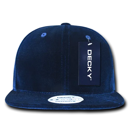 Decky 1097 Velvet Snapback Hat, 6 Panel Velvet Flat Bill Cap - CASE Pricing