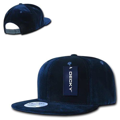 Decky 1097 Velvet Snapback Hat, 6 Panel Velvet Flat Bill Cap - CASE Pricing