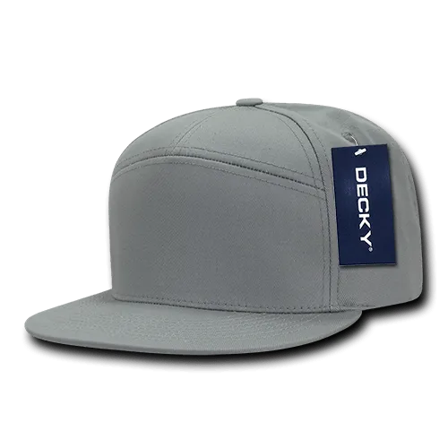 Decky 1098 7 Panel Flat Bill Hat, Snapback, 7 Panel High Profile Structured Cap - CASE Pricing