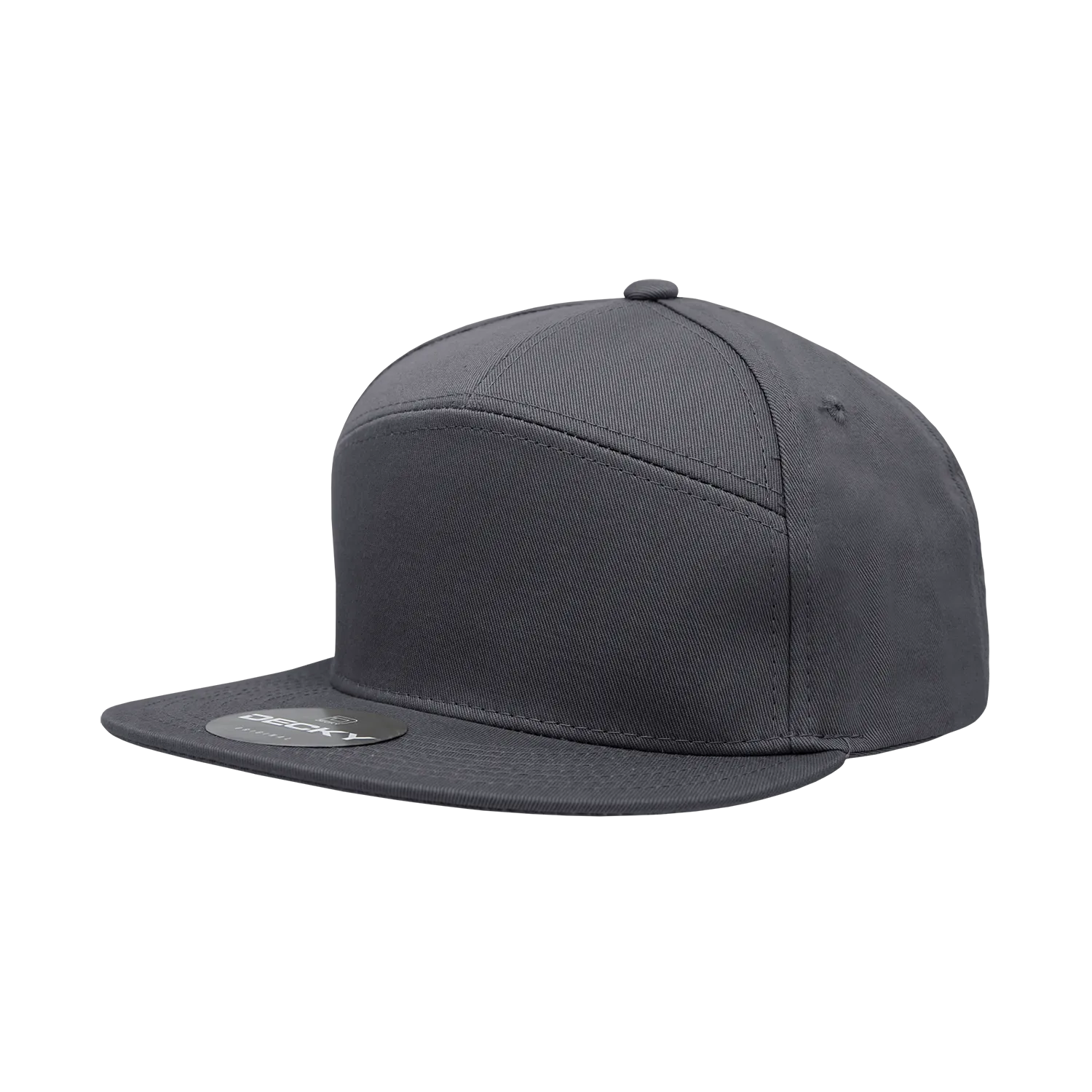 Decky 1098 7 Panel Flat Bill Hat, Snapback, 7 Panel High Profile Structured Cap - CASE Pricing