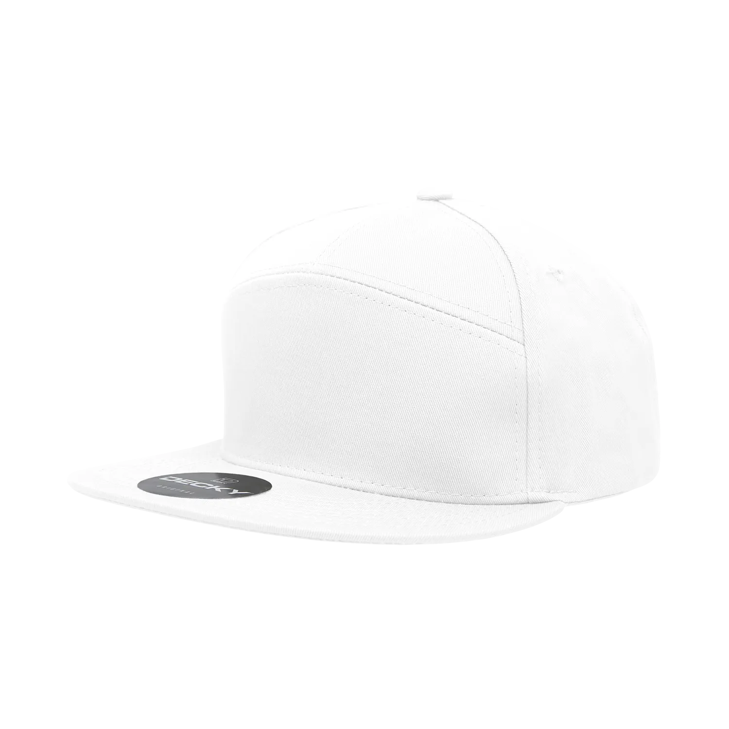 Decky 1098 7 Panel Flat Bill Hat, Snapback, 7 Panel High Profile Structured Cap - CASE Pricing