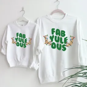 Fab Yule Ous Reindeer Christmas Matching White Sweatshirts