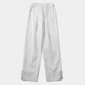 Girls Cotton Loops Pant-White