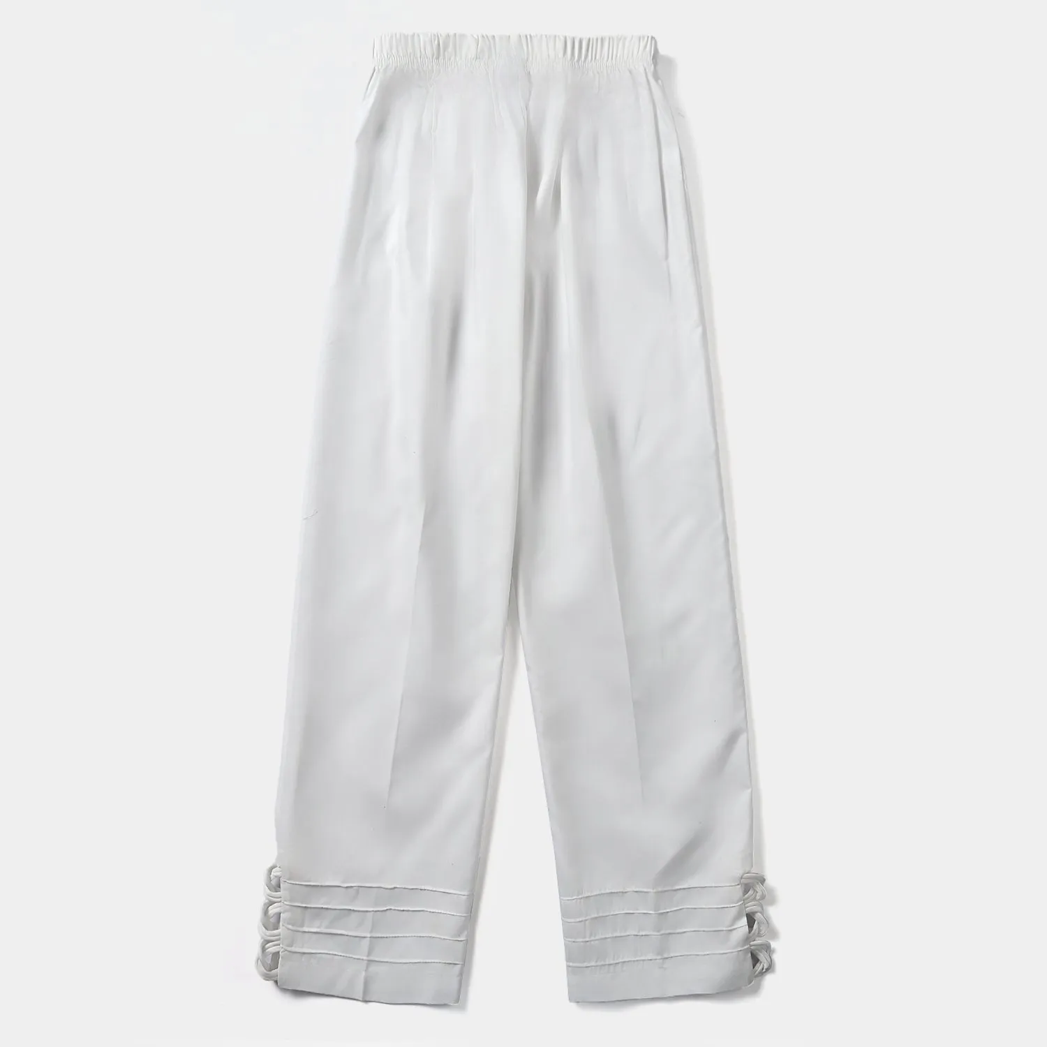 Girls Cotton Loops Pant-White