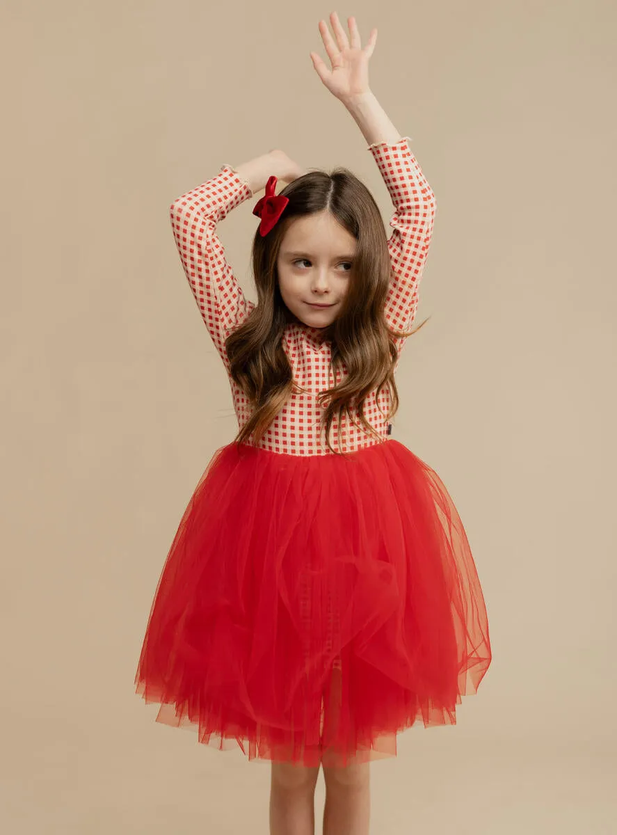 Girls dresses | Bell Tree Dress - Red | Petite Hailey