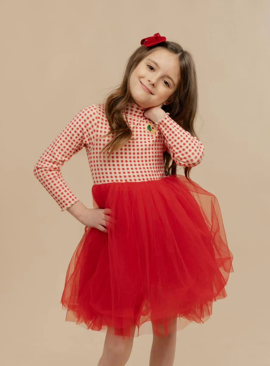 Girls dresses | Bell Tree Dress - Red | Petite Hailey