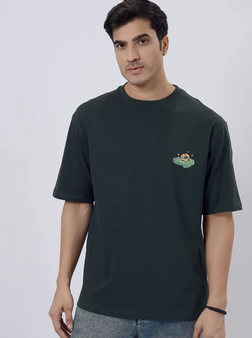 Green Printed Relax Fit  Oversized T-Shirt | JadeBlue