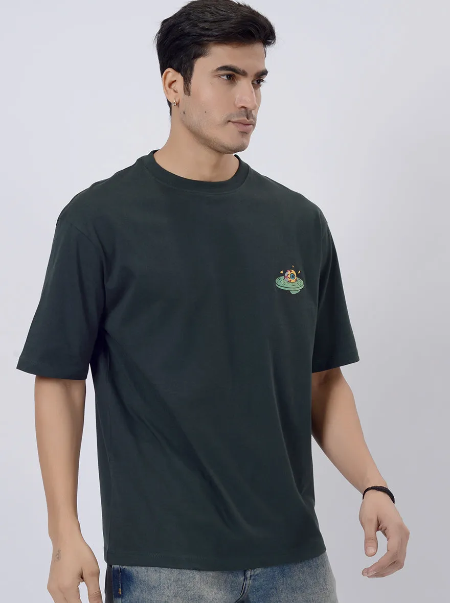 Green Printed Relax Fit  Oversized T-Shirt | JadeBlue