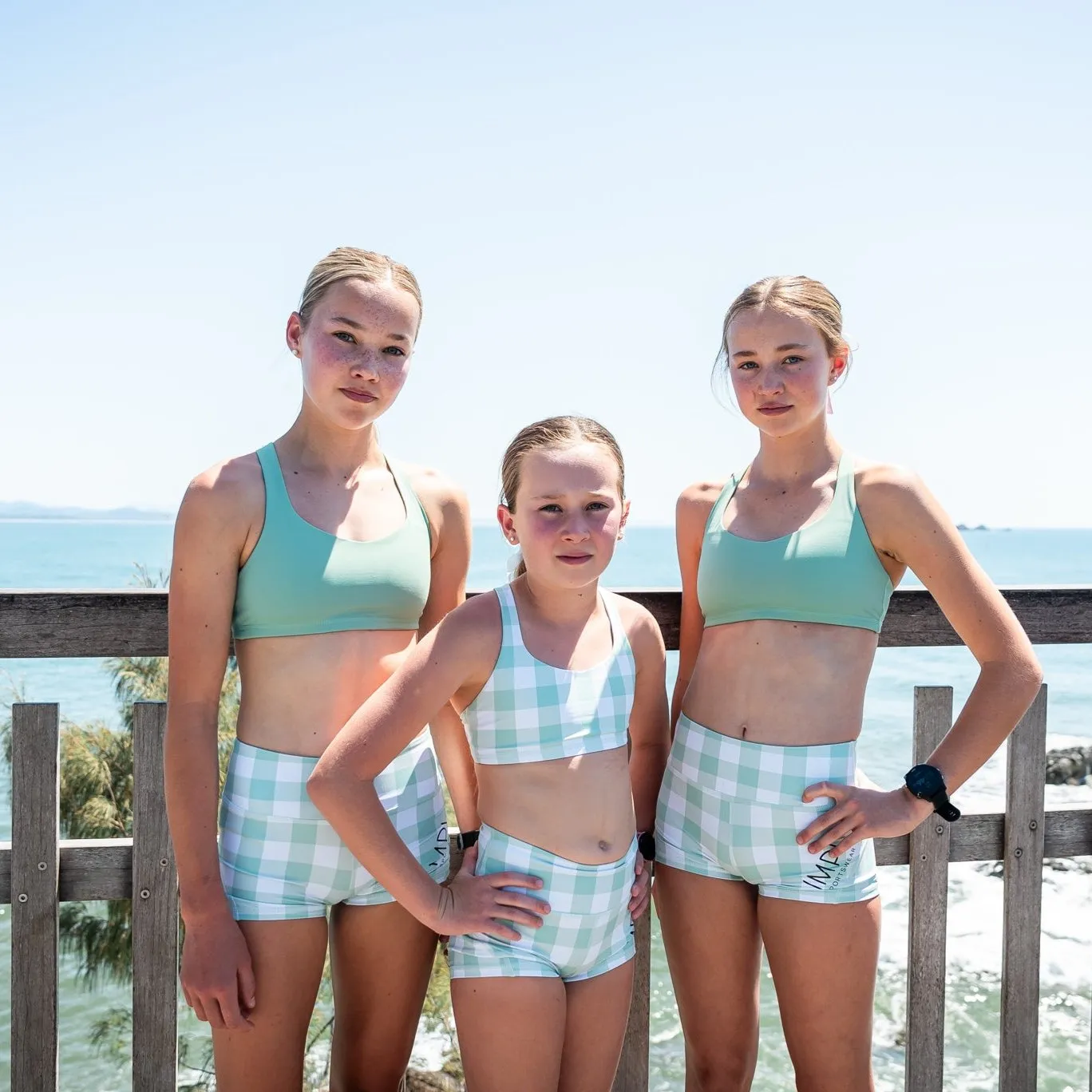 IMPI Strappy Girls Crop Top - Mint Check