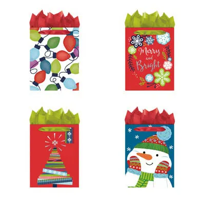 Juvenile Christmas Gift Bags, Medium, Traditional