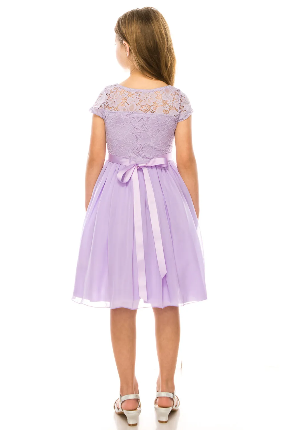 Little Girls Multi Color Lace Stone Belt Chiffon Flower Girl Party Dress 4-6