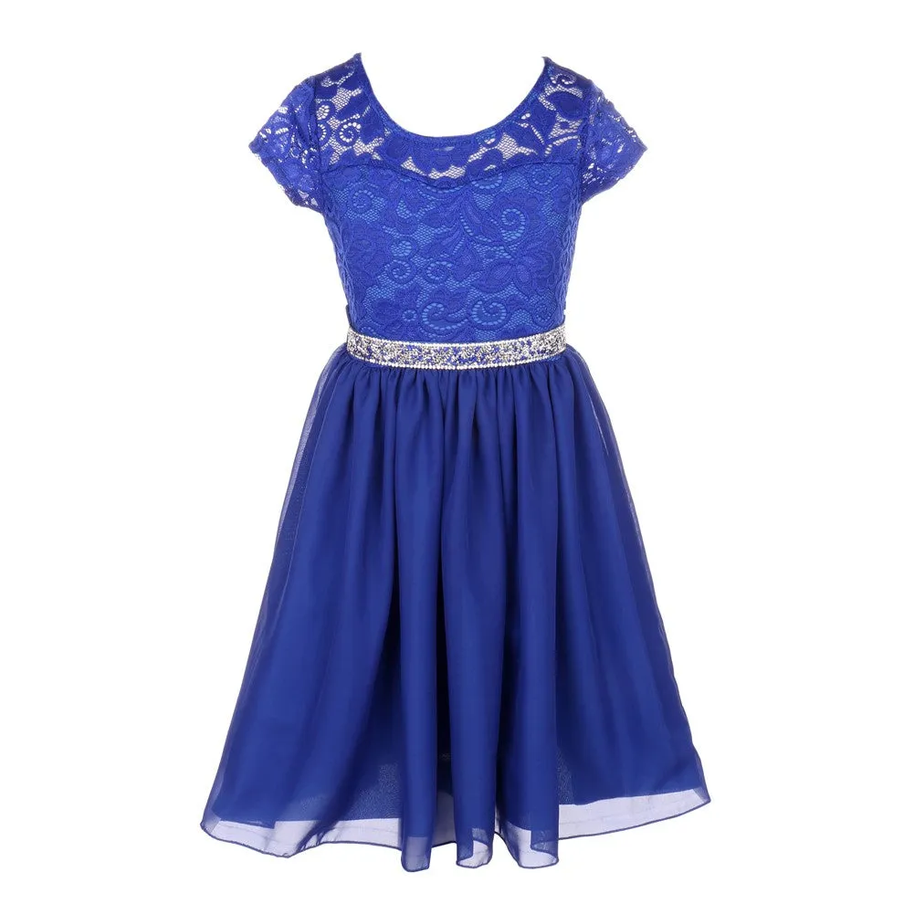 Little Girls Multi Color Lace Stone Belt Chiffon Flower Girl Party Dress 4-6