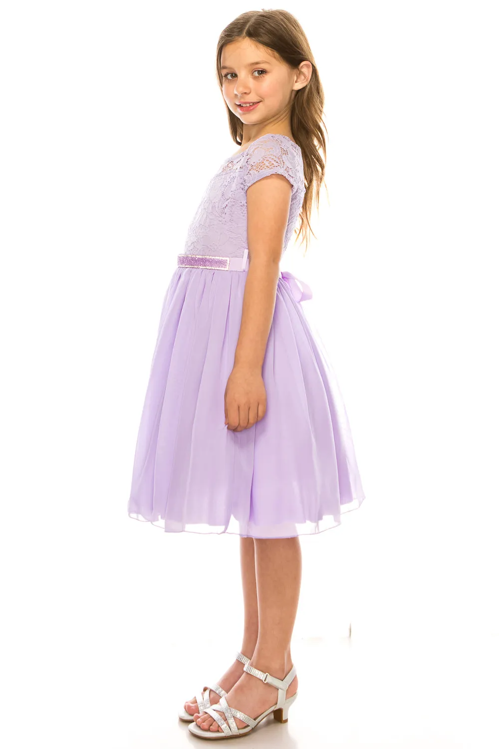 Little Girls Multi Color Lace Stone Belt Chiffon Flower Girl Party Dress 4-6