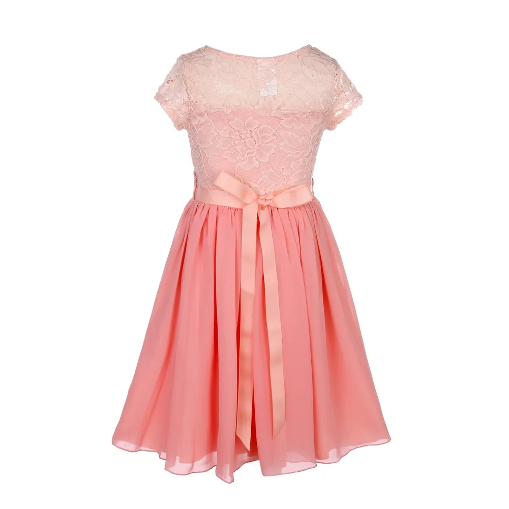 Little Girls Multi Color Lace Stone Belt Chiffon Flower Girl Party Dress 4-6