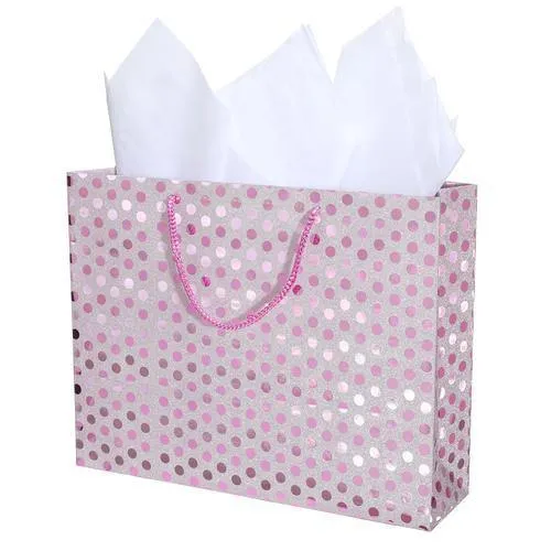 Medium Glitter Polka Dots Gift Wrap Bags in Assorted Colors, Set of 3