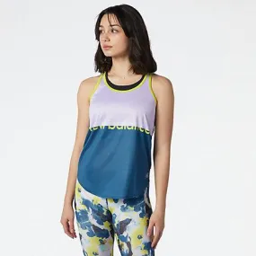 New Balance Printed Accelerate Tank- Lagoon