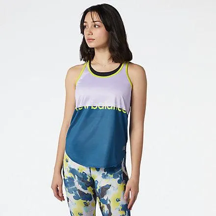 New Balance Printed Accelerate Tank- Lagoon