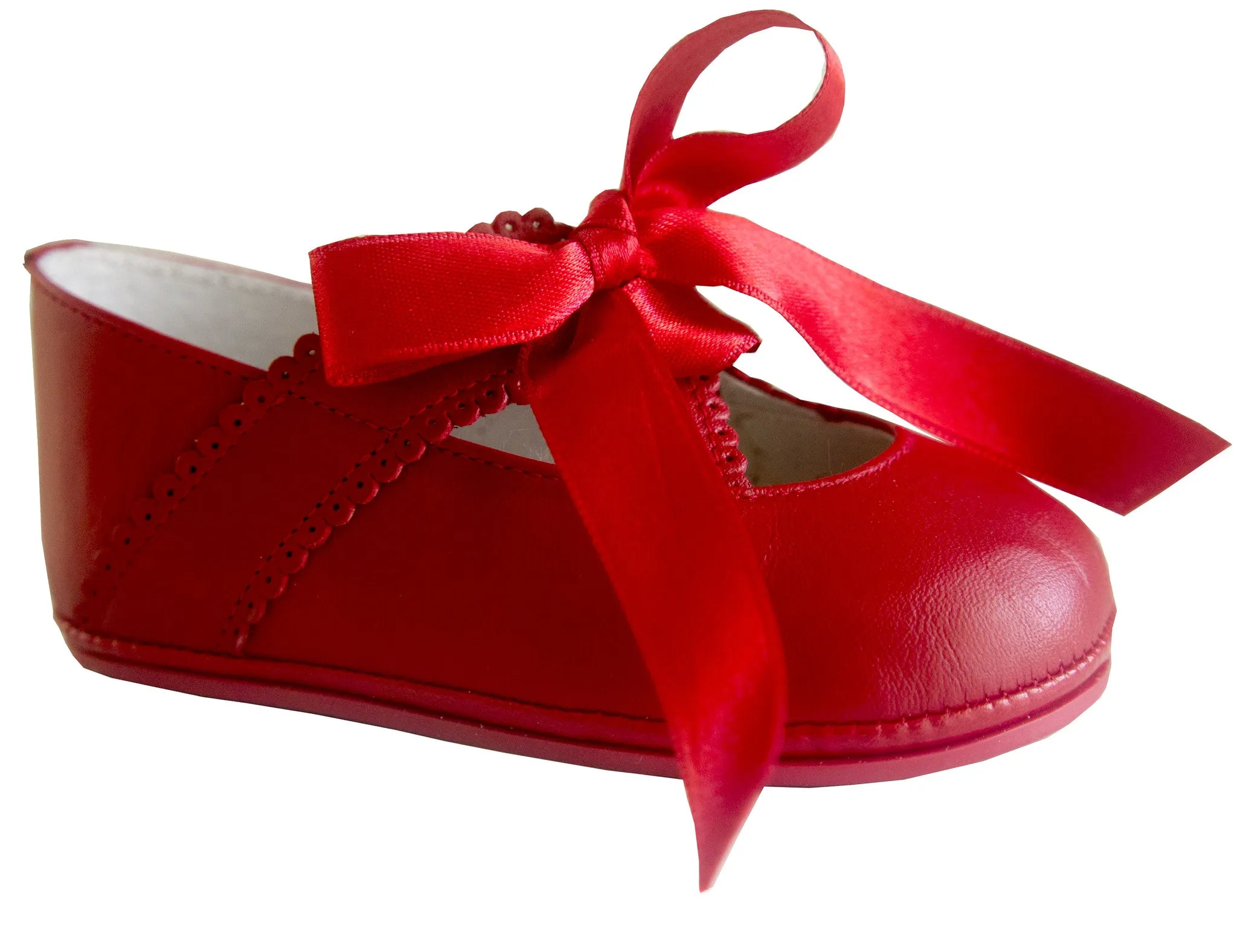 Patucos Infant Classic Red soft leather Shoes for Girls