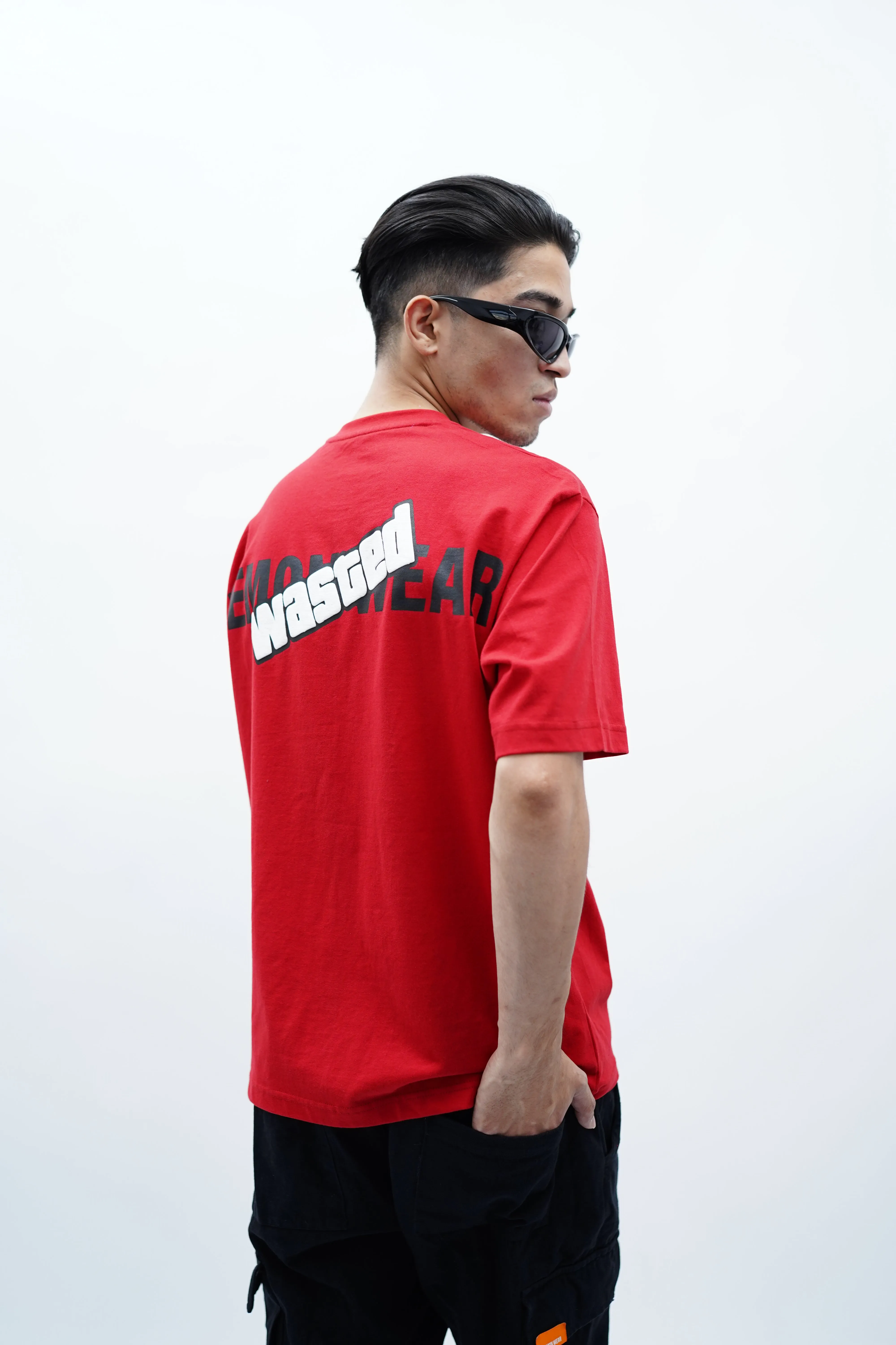 "Demon Vodka" Oversized Puff Print Red T-Shirt By DemonWear for Him