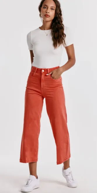 Radiant Red High Rise Crop Jeans