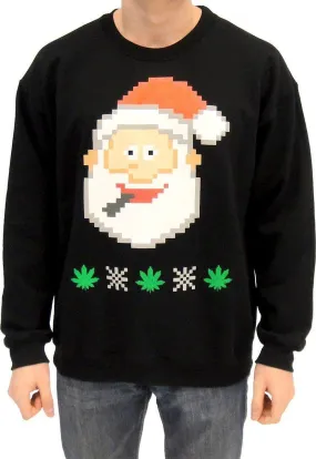 Santa Claus Smoking Up the Good Stuff 8-Bit Sweatshirt