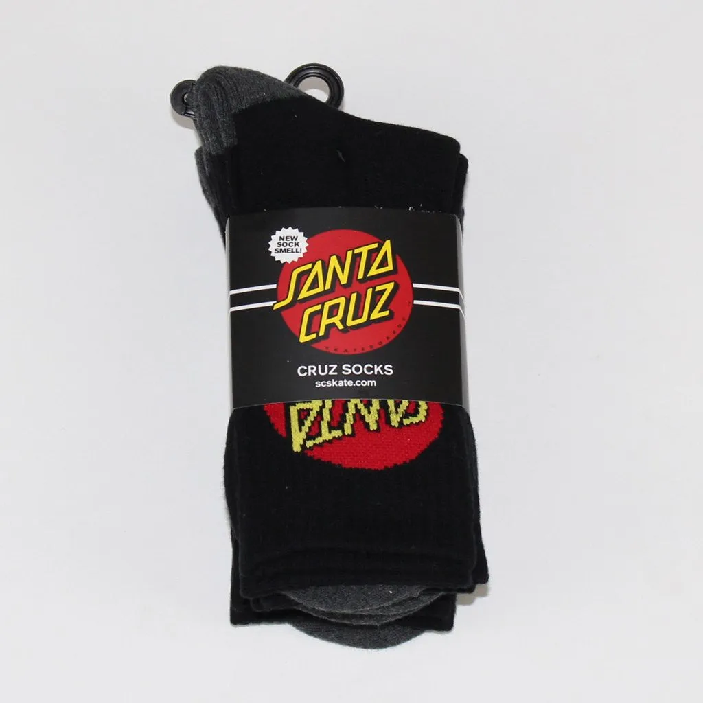 Santa Cruz Classic Dot Youth Socks 4pk Black