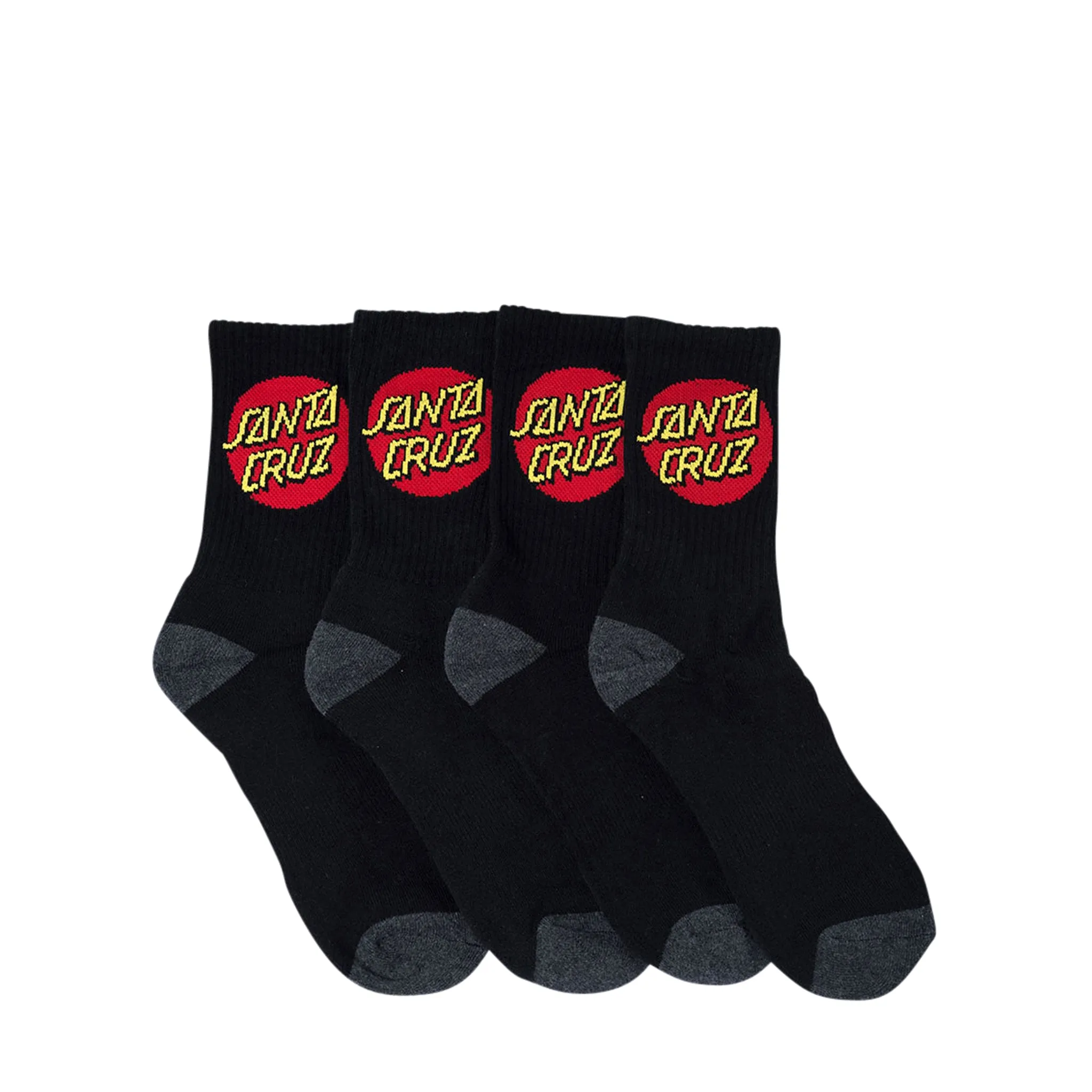 Santa Cruz Classic Dot Youth Socks 4pk Black