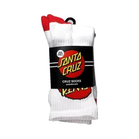 Santa Cruz Cruz Youth Socks Size 2-8 White 4 Pack