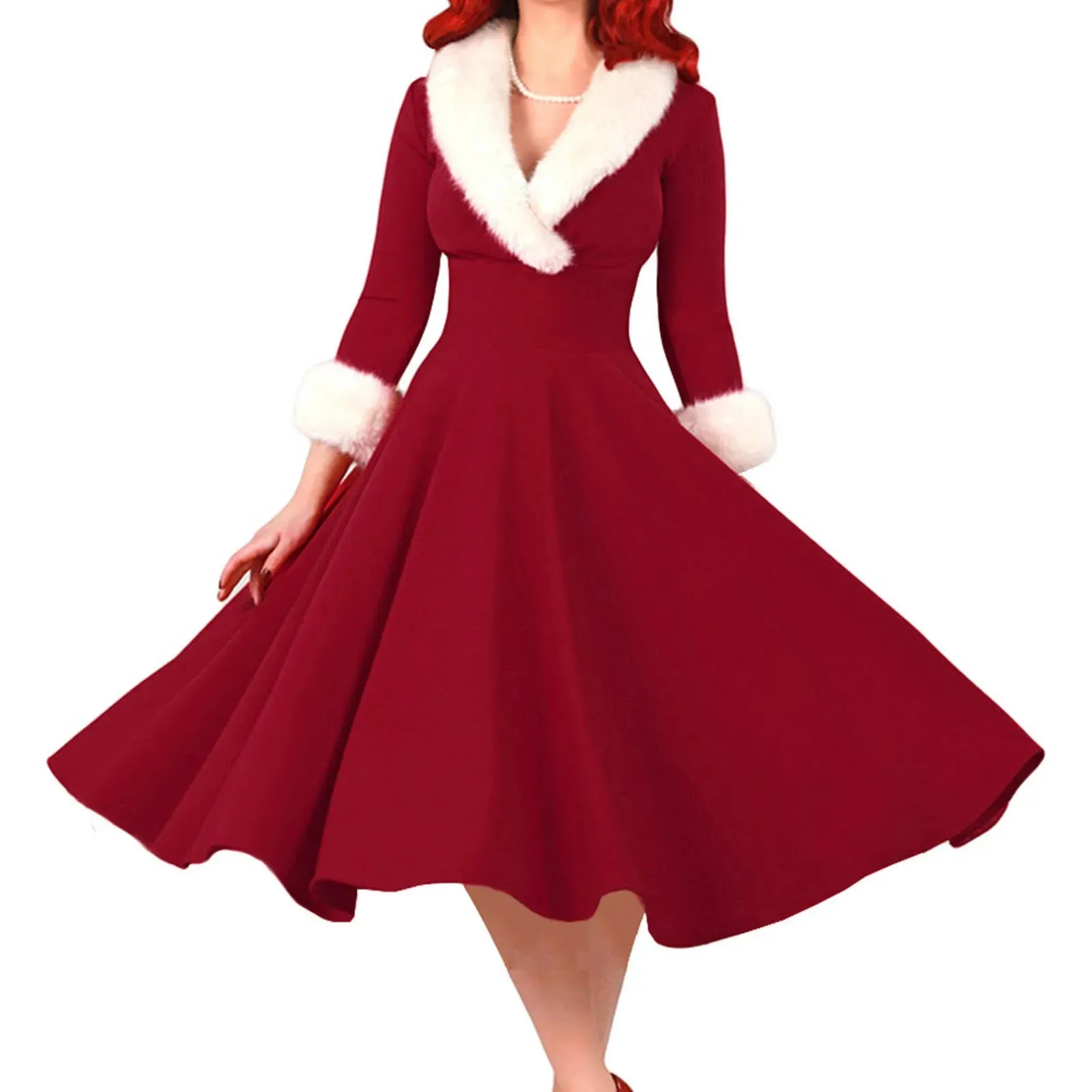 Santa-Inspired Holiday Dress Christmas Party Gown