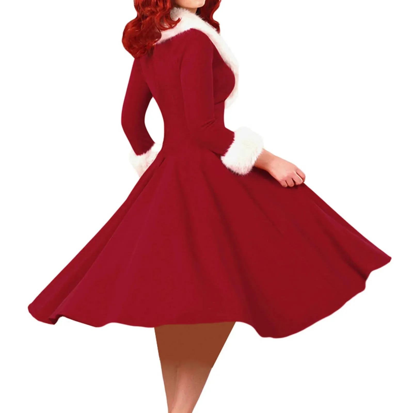 Santa-Inspired Holiday Dress Christmas Party Gown