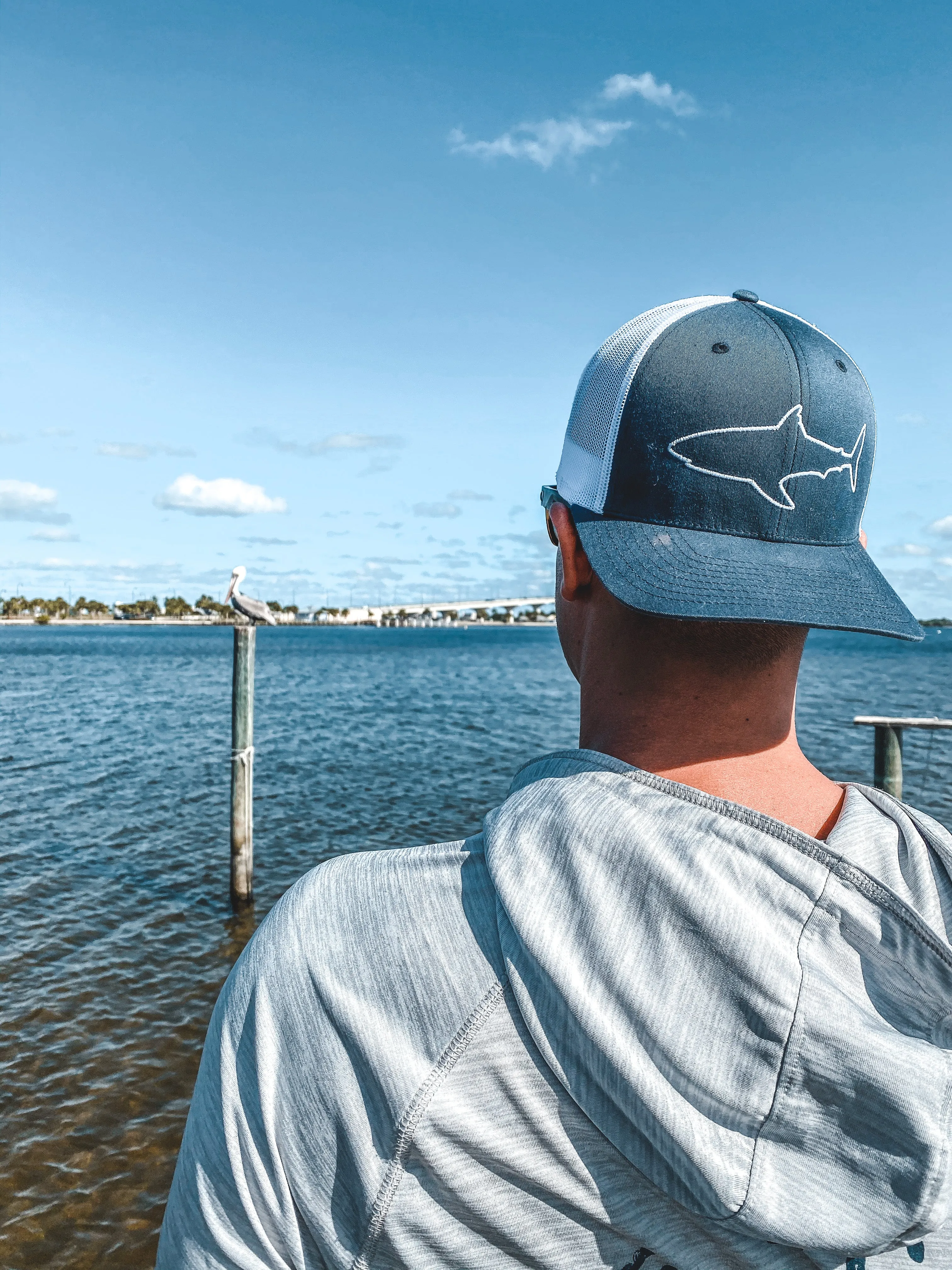 Shark Outline Structured Adjustable Hat