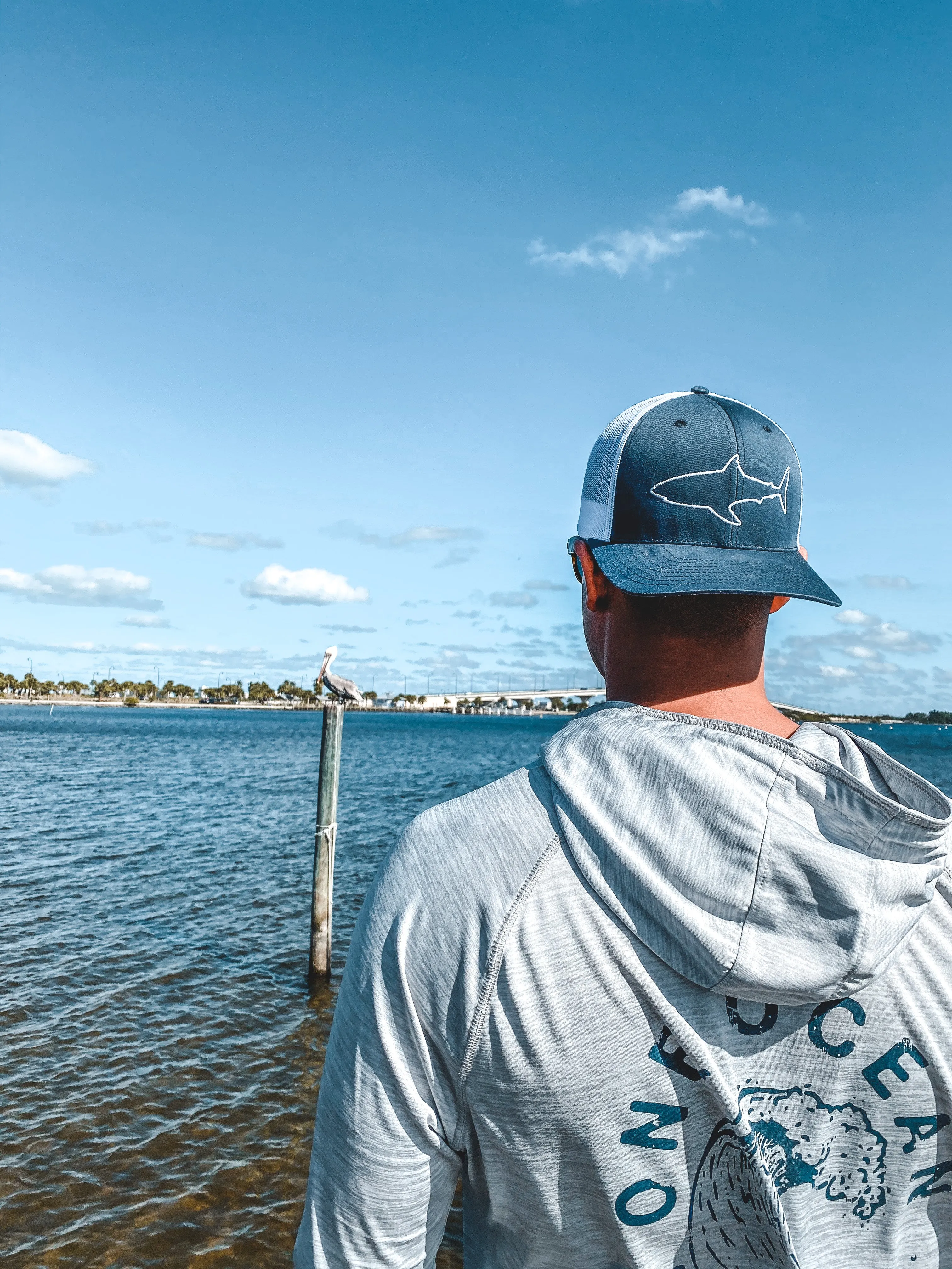 Shark Outline Structured Adjustable Hat