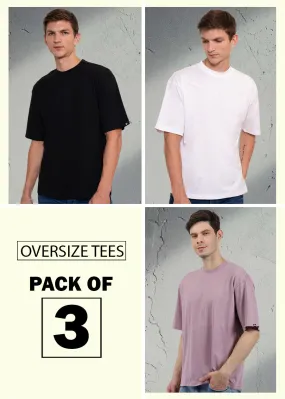 Solid Men Oversized T-Shirts Combo - Pack of 3