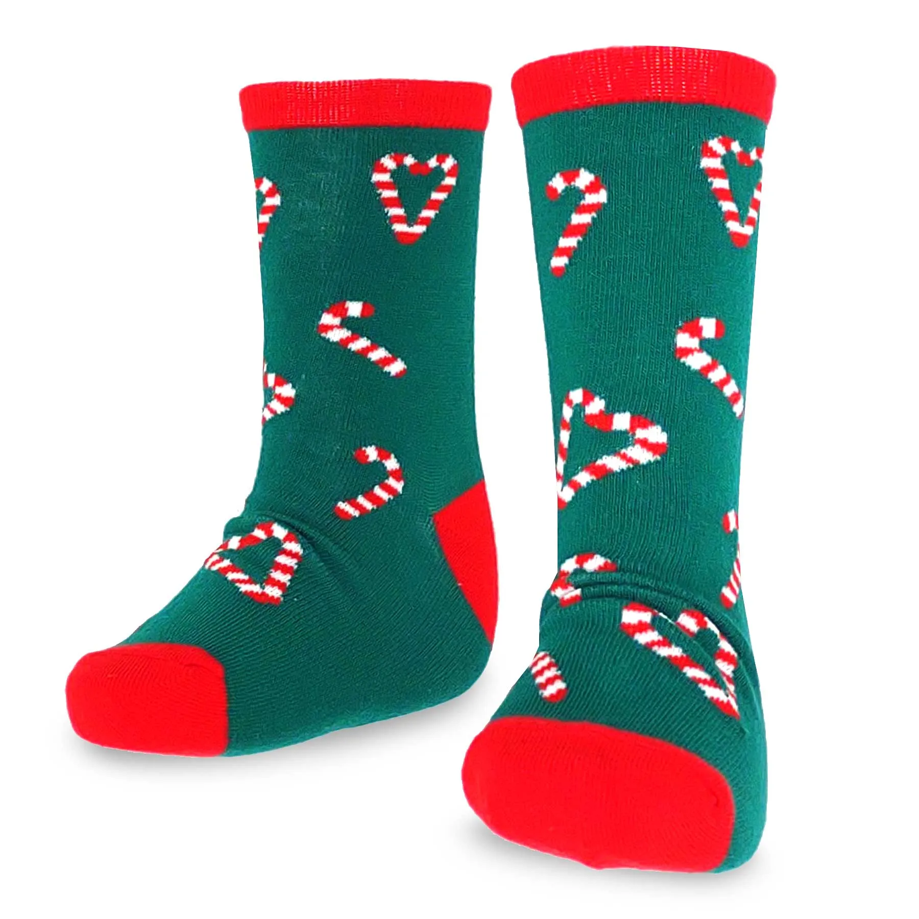 TeeHee Christmas Holiday Novelty Little Kids Crew Socks 4-Pair Teddy Bear-Candy Cane-Reindeer (K2203)