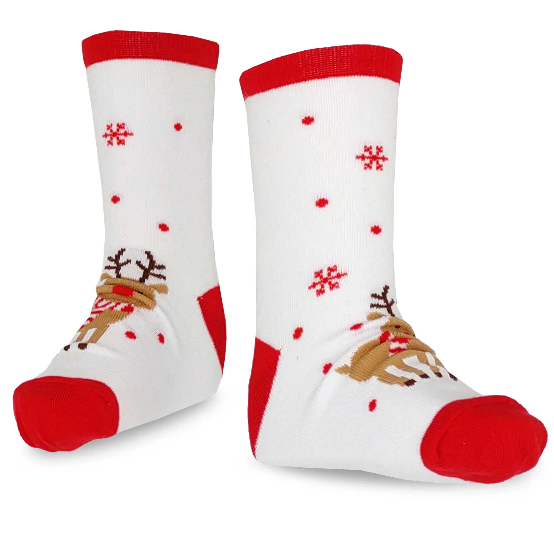 TeeHee Christmas Holiday Novelty Little Kids Crew Socks 4-Pair Teddy Bear-Candy Cane-Reindeer (K2203)