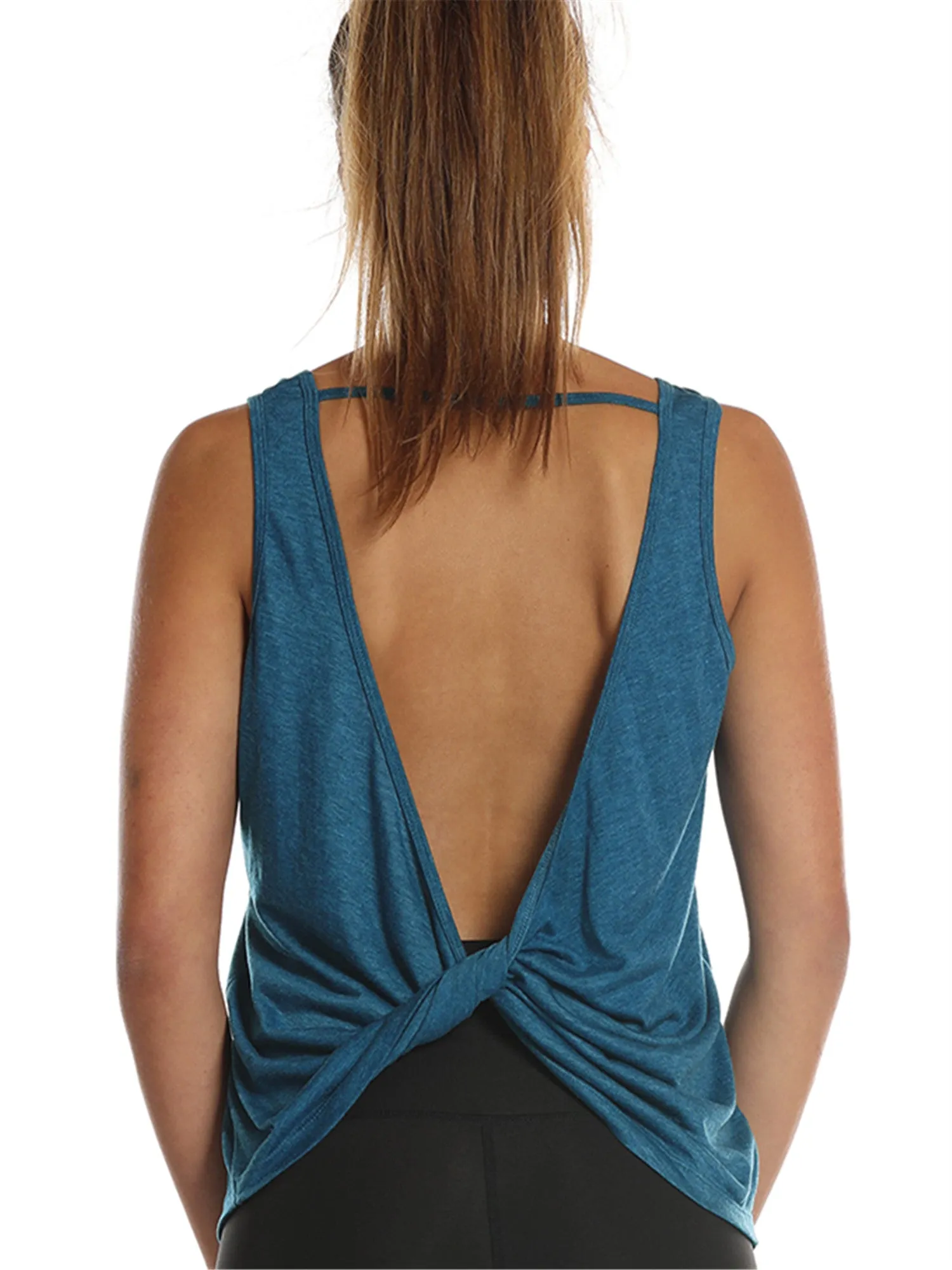 TK26 icyzone Workout Tank Tops for Women - Open Back Strappy Athletic Tanks, Yoga Tops, Gym Shirts